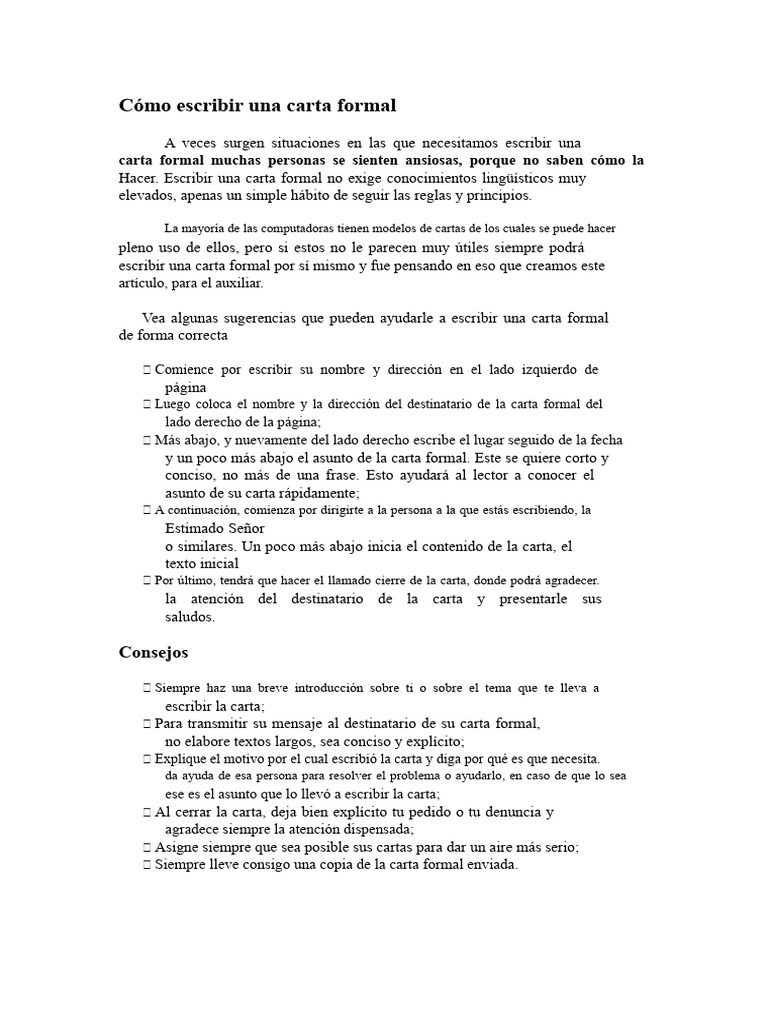 Guía para escribir una carta formal | PDF