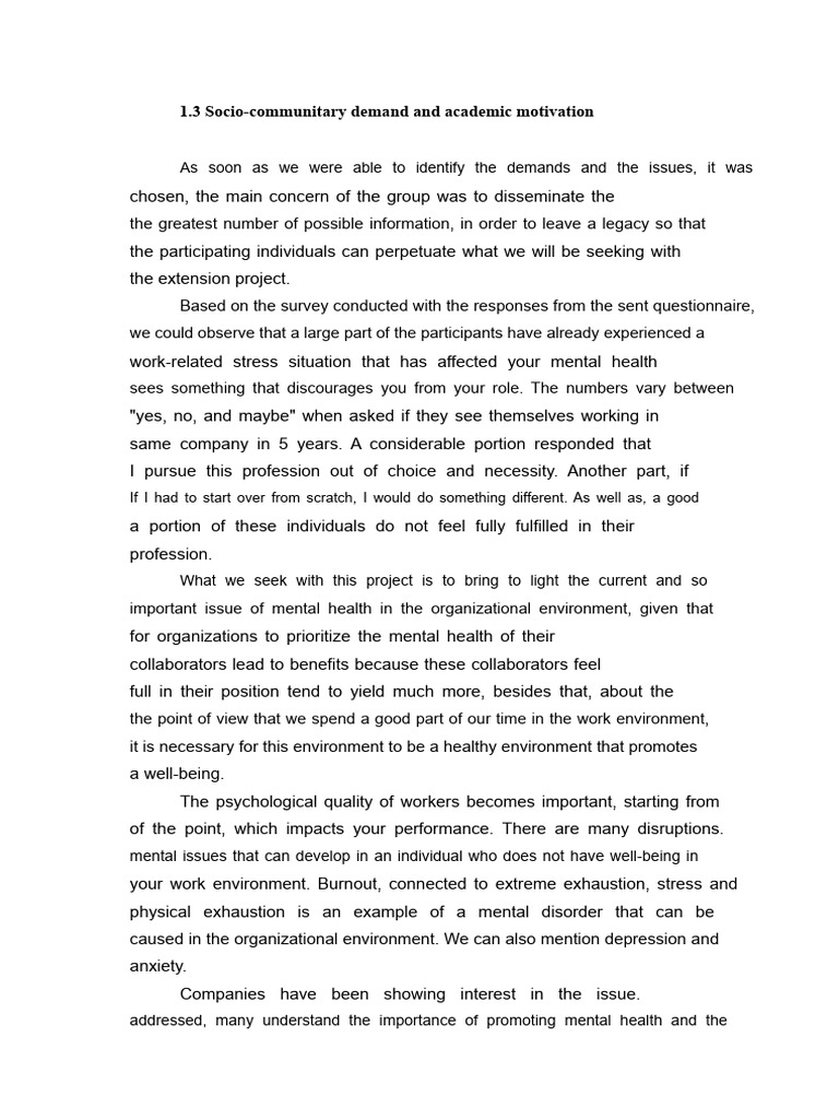 1.3 Socio-Community Demand and Academic Motivation | PDF | Mental ...