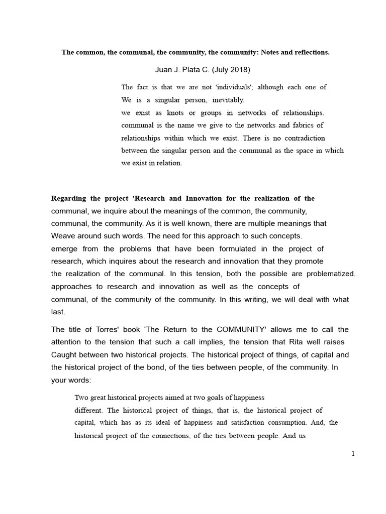 Exploring Community and Communal Concepts | PDF | Science | Liberal ...