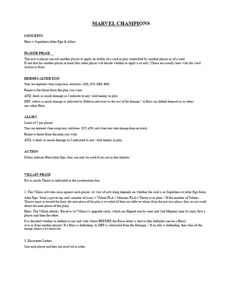 Marvel Champions Gameplay Rules FAQ | PDF | Superheroes | Playing Cards