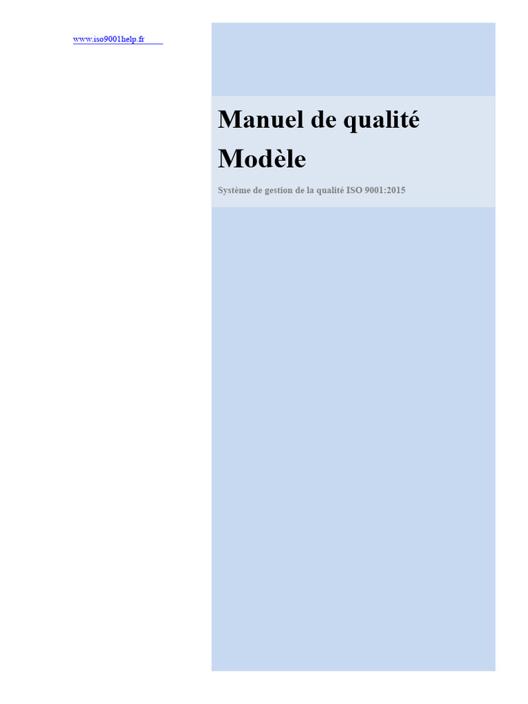 Modèle de Manuel de Qualité ISO 9001 | PDF | Système de management de ...