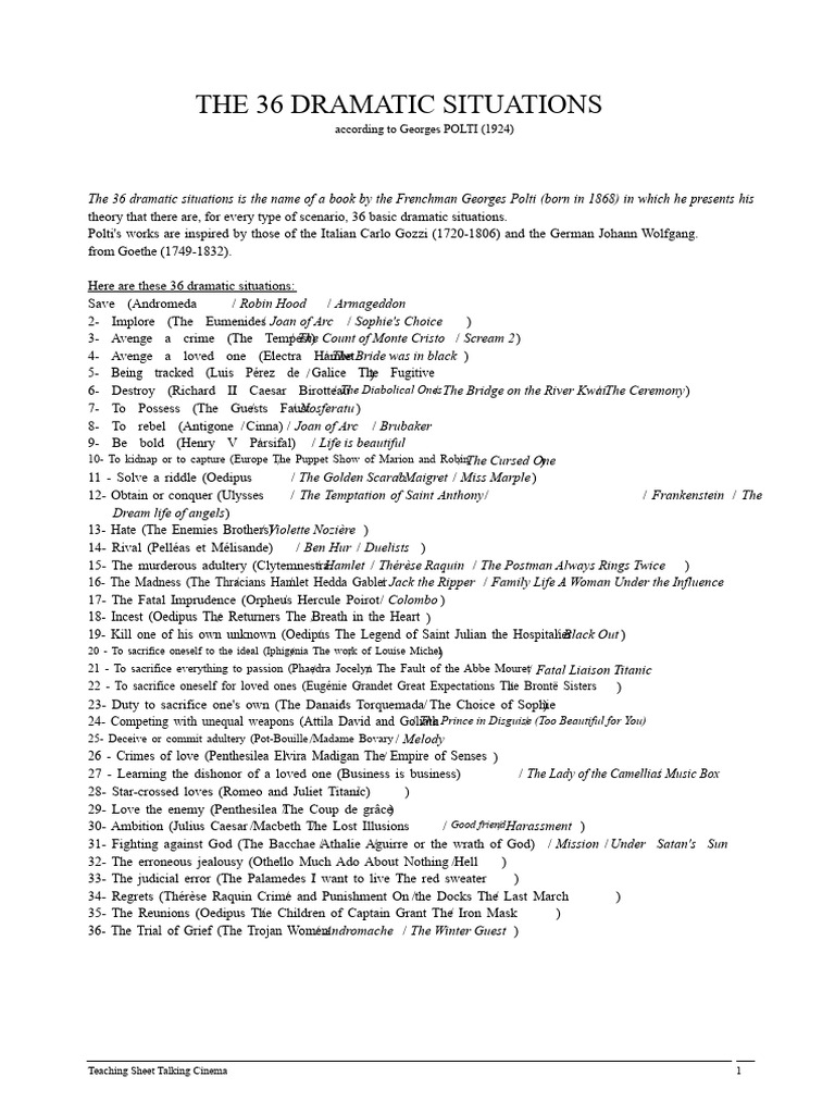 36 Dramatic Situations Explained | PDF