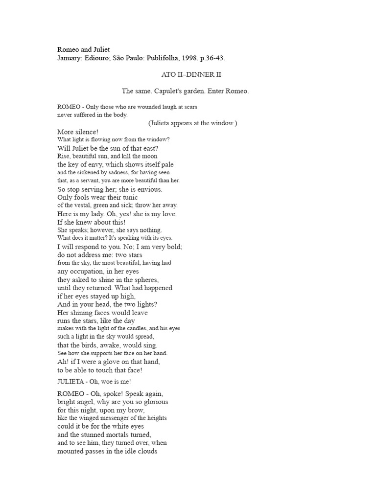 Romeo and Juliet Act 2, Scene 2 Analysis | PDF | Characters In Romeo ...