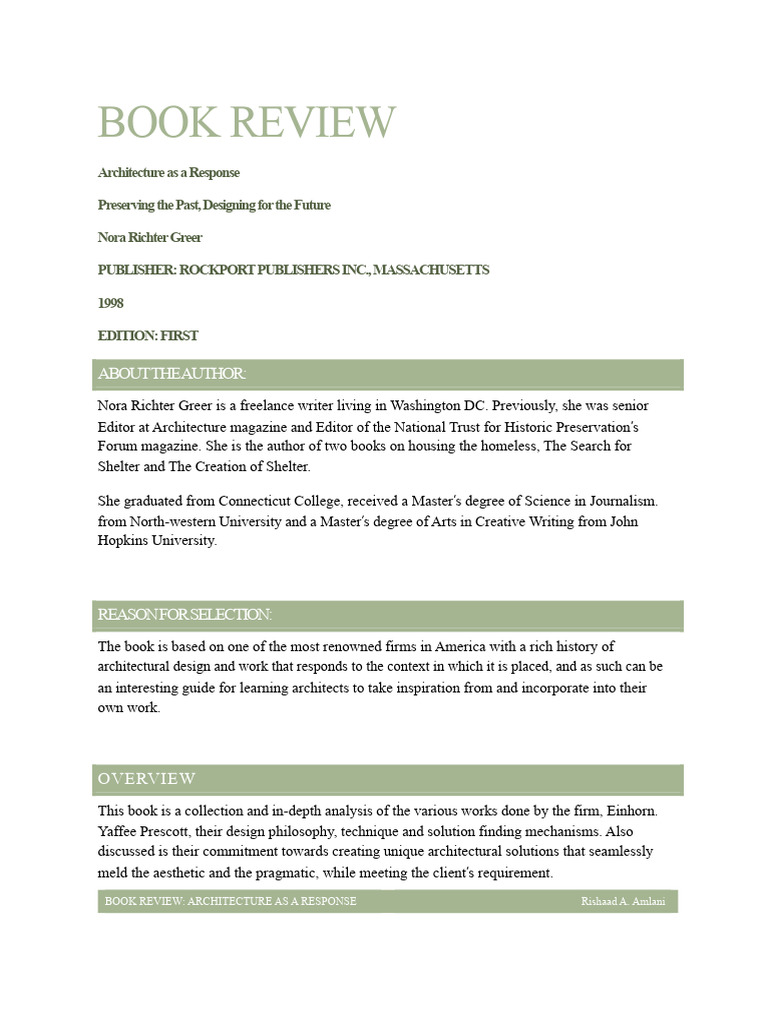 Book Review: Architecture As A Response | PDF | Liberal Arts Education