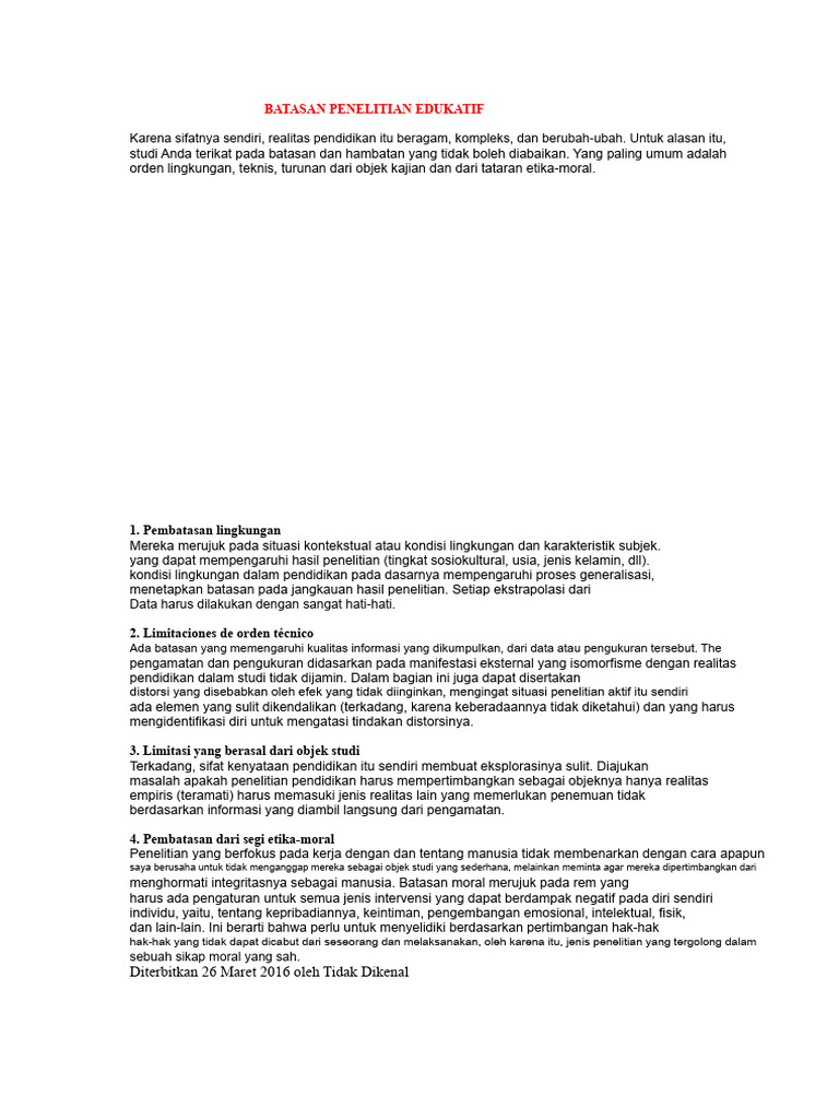 Limitasi dalam Penelitian Pendidikan | PDF