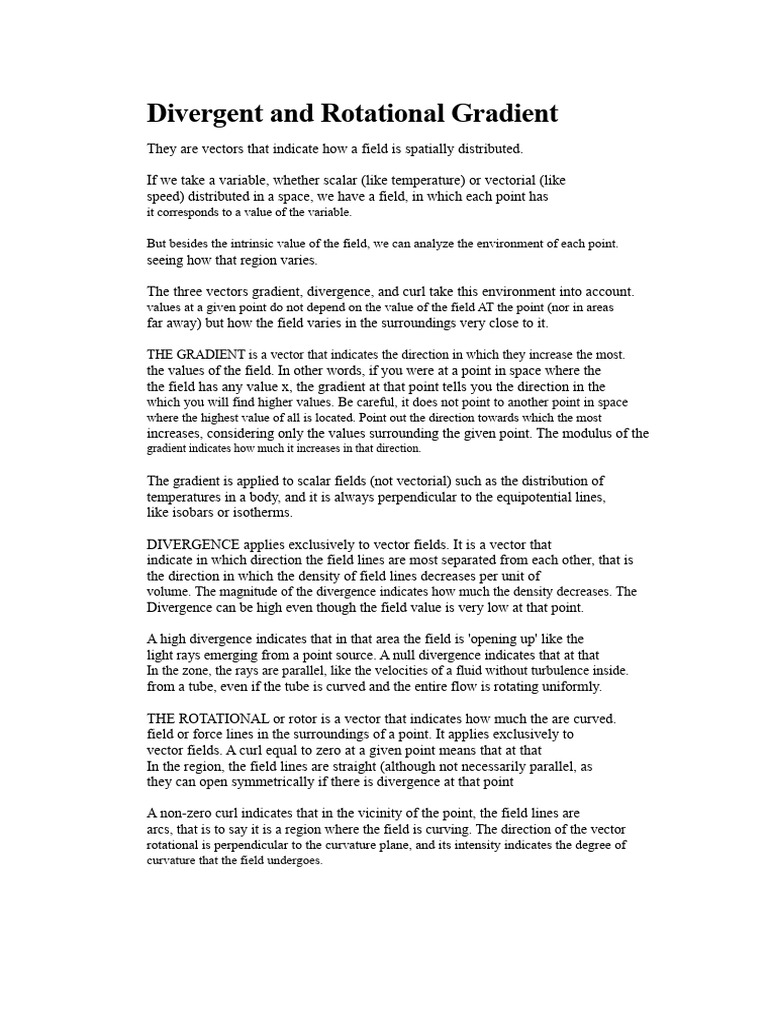 Divergent and Rotational Gradient | PDF | Maxwell's Equations | Divergence