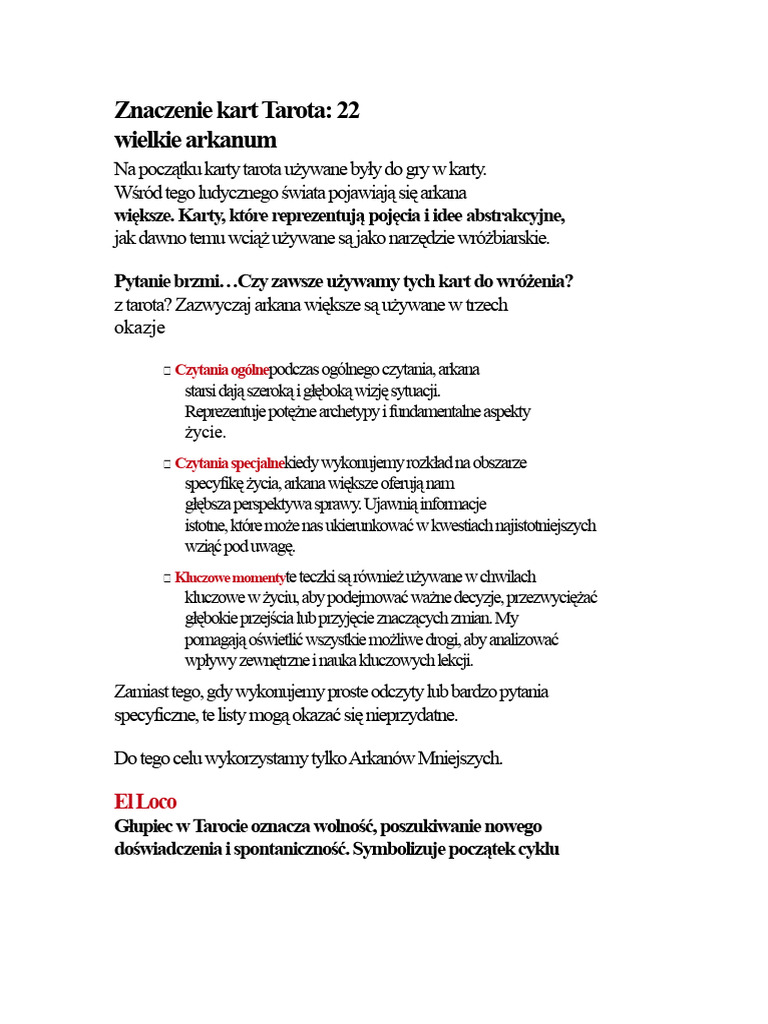 Karty Tarota | PDF