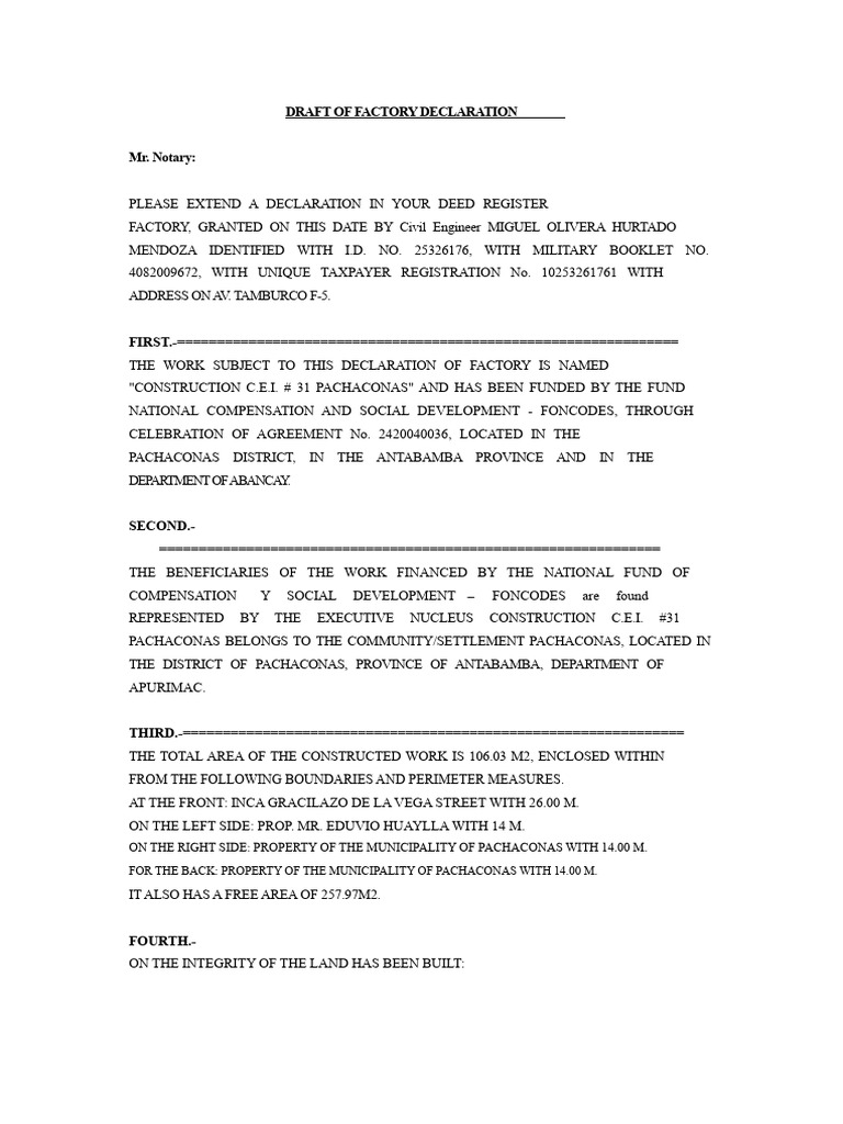 Minutes of Factory Declaration | PDF | Plaster | Wall