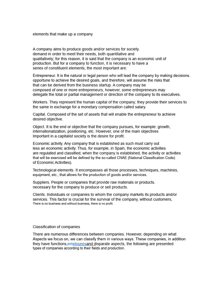 Elements That Make Up A Company | PDF | Product (Business) | Economics
