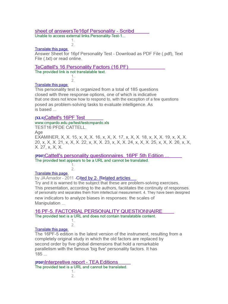 16PF Personality Test Overview | PDF | Behavioural Sciences ...