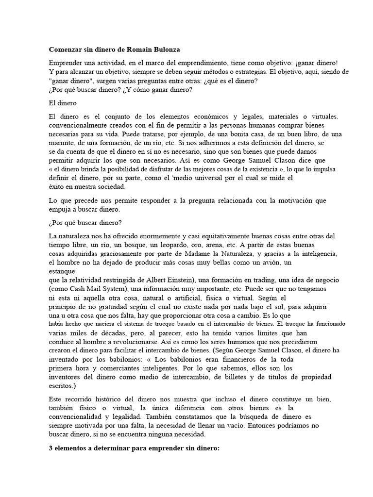Cómo Emprender Sin Dinero | PDF | Iniciativa empresarial | Dinero