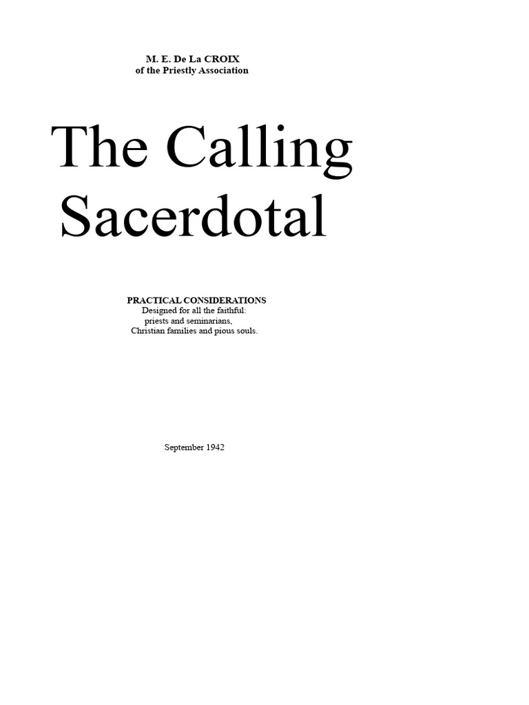 Understanding the Priestly Vocation | PDF | Grace In Christianity | Priest