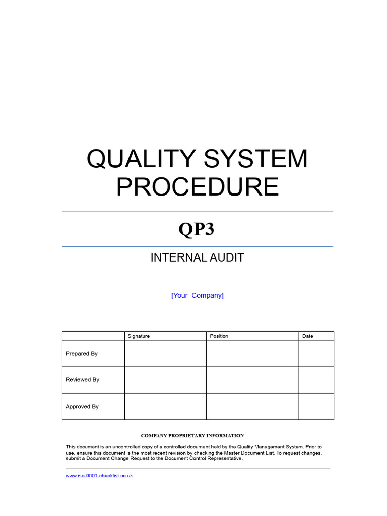 Internal Audit Procedure QP3 Guide | PDF | Audit | Internal Audit