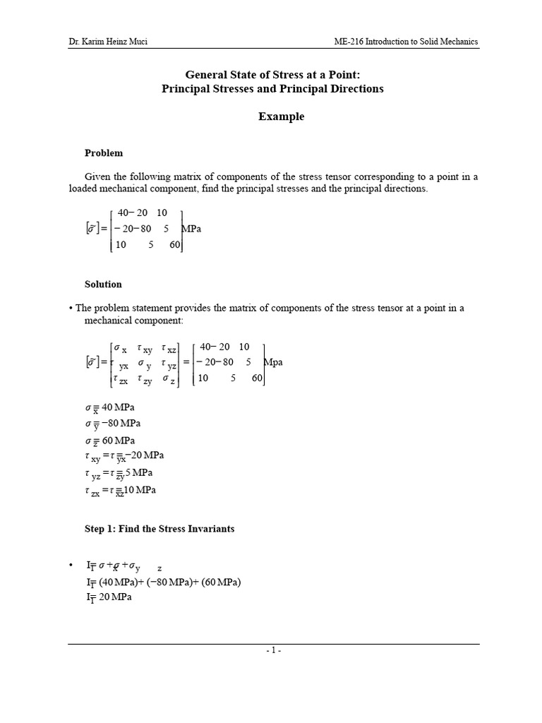 3D Principal Stress Calculation Guide | PDF | Eigenvalues And ...