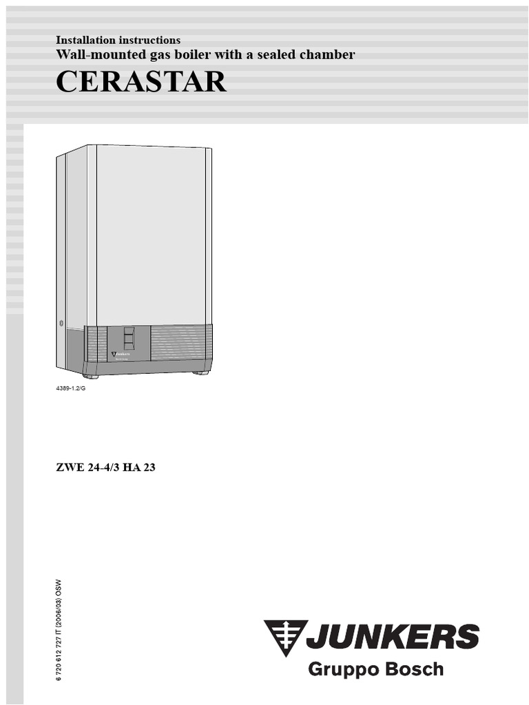 JUNKERS Boiler CERASTAR ZWE 24-4 | PDF | Water Heating | Thermostat