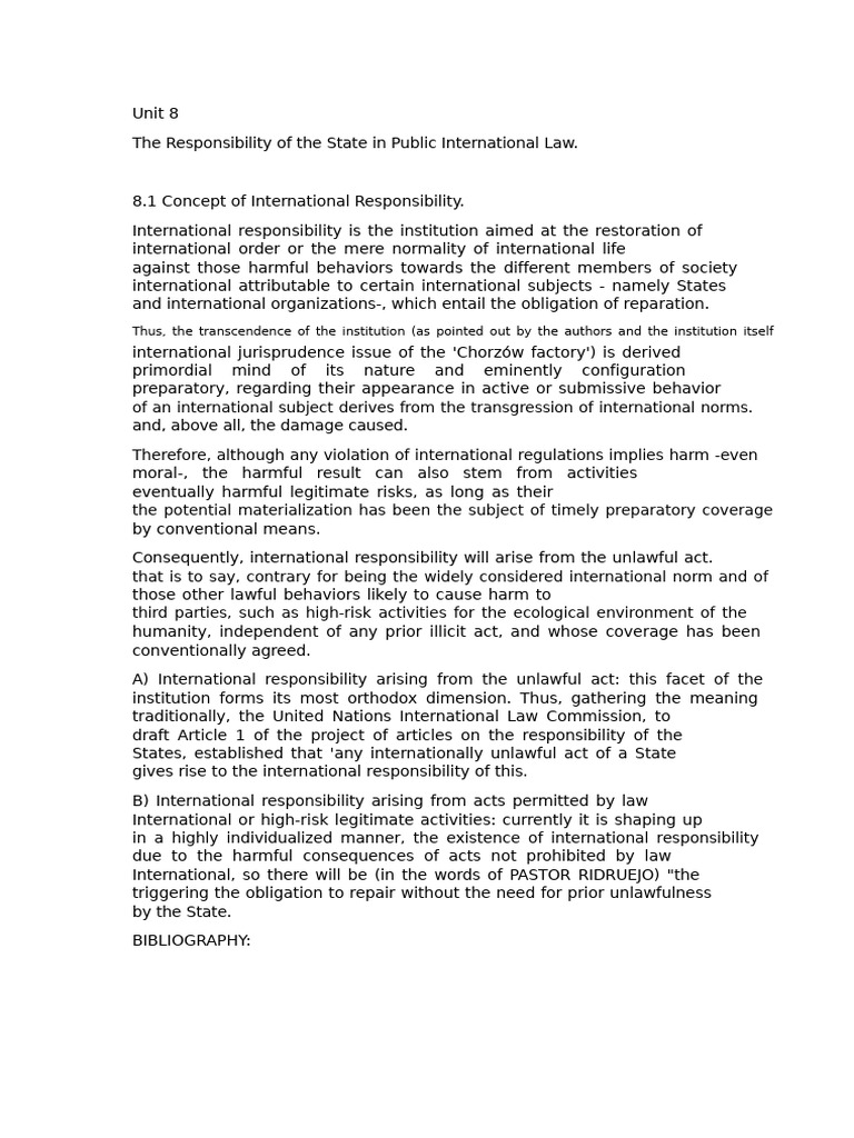 The Responsibility of The State in Public International Law. | PDF ...