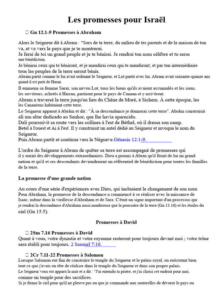 Promesses divines pour Israël et Abraham | PDF | Abraham | Sarah