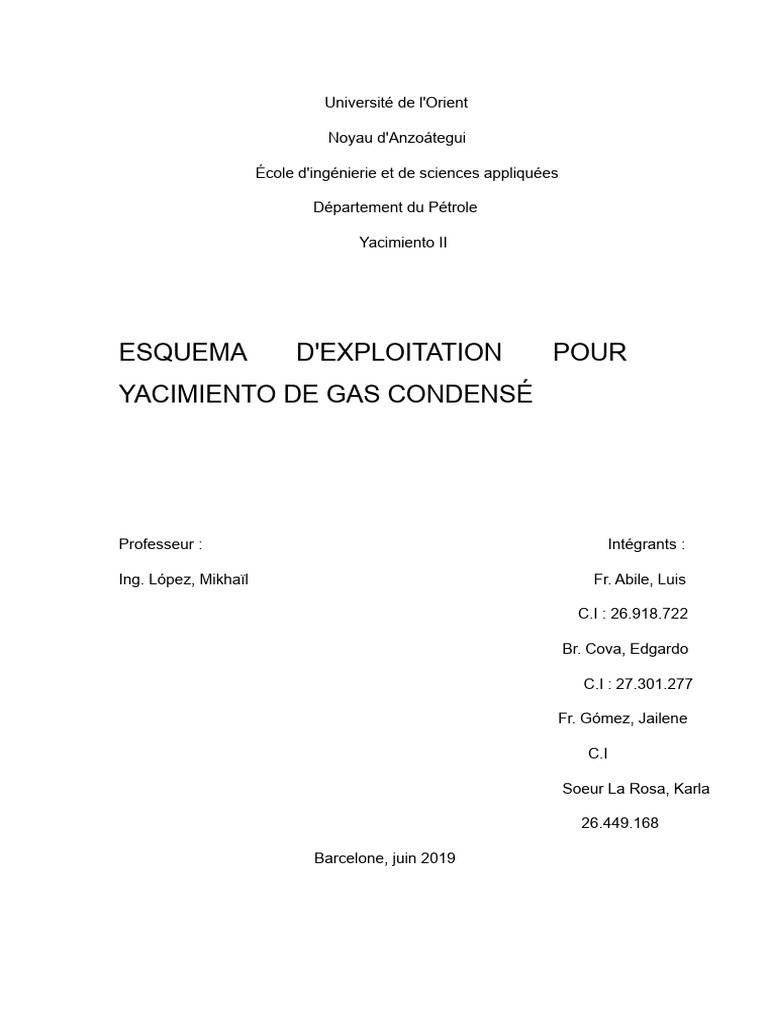 Schéma D'exploitation Pour Des Gisements de Gaz Condensé | PDF ...