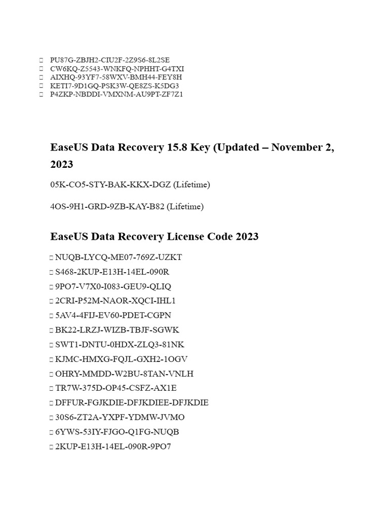 EaseUS Data Recovery License Codes 2023 | PDF