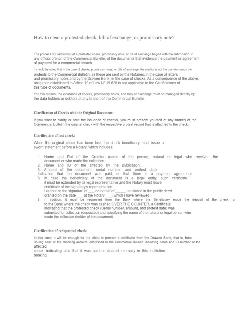 Clearing Protested Checks and Notes Guide | PDF | Notary Public ...