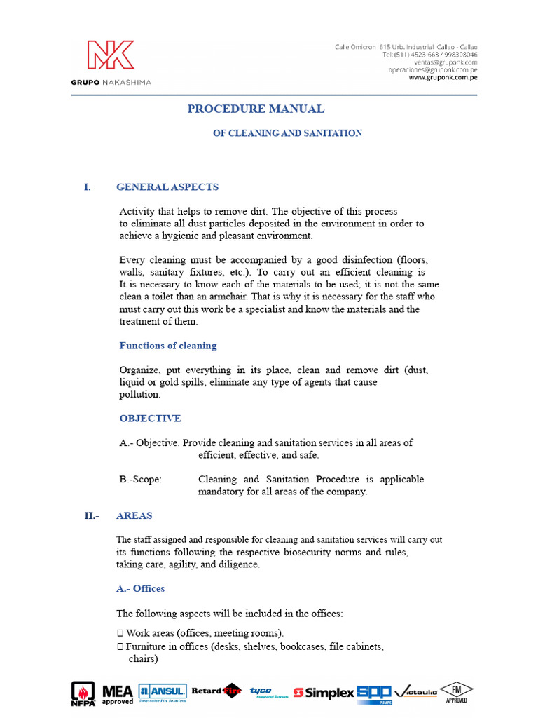 Cleaning and Sanitation Procedures Guide | PDF | Sanitation | Hygiene