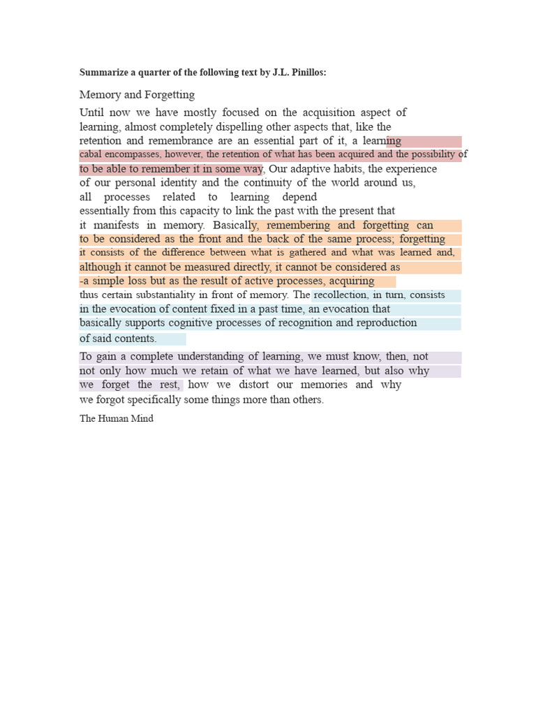 Understanding Memory and Forgetting | PDF