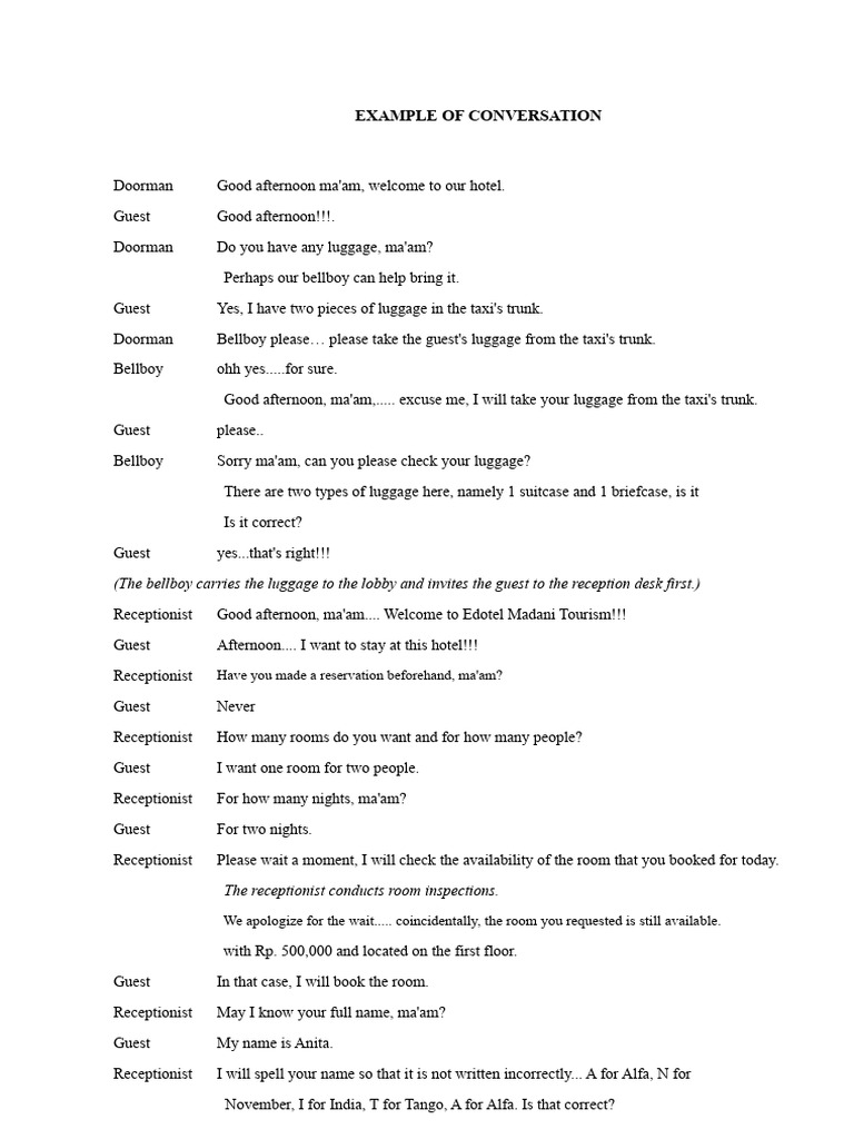 Conversation Walk in Guest | PDF