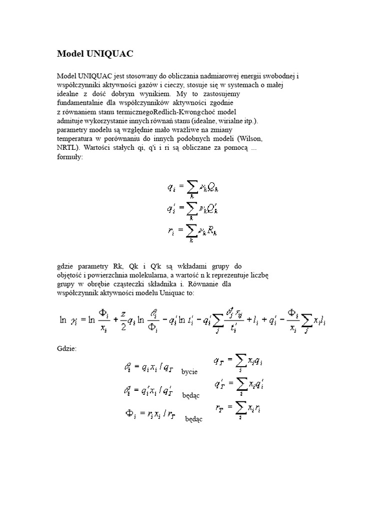 Model UNIQAC I UNIFAC | PDF