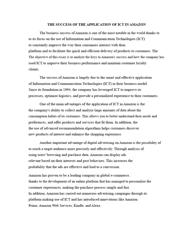 Amazon's ICT-Driven Success Strategies | PDF | Amazon Kindle ...