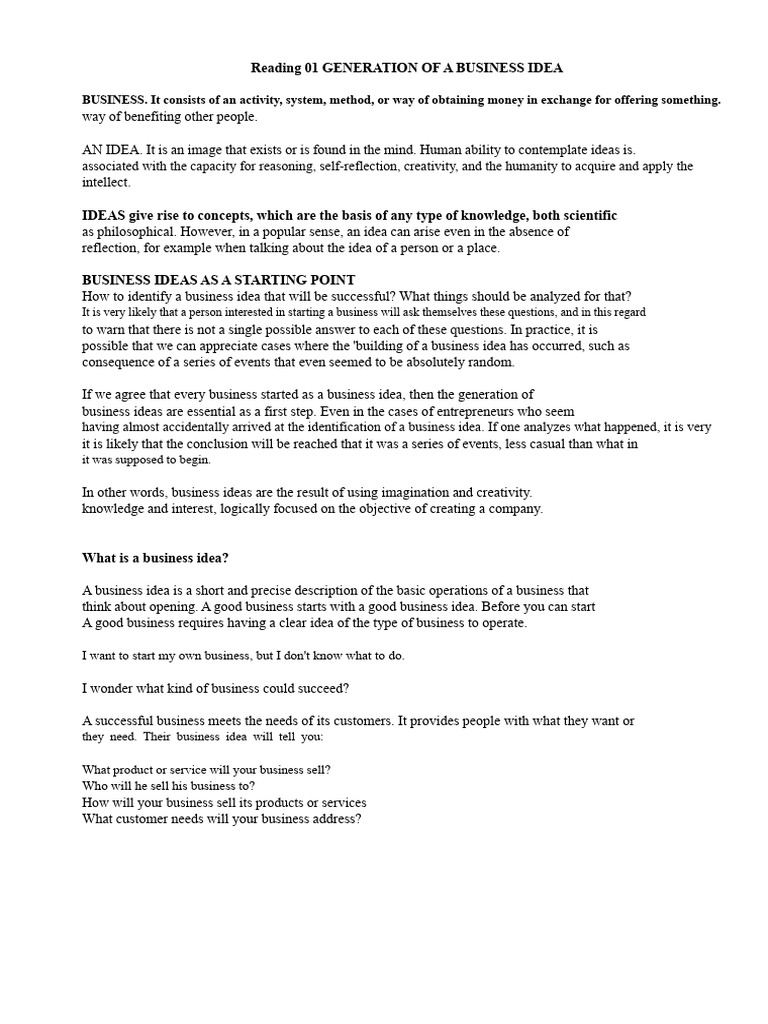 Generating Successful Business Ideas | PDF | Cost Of Living | Idea