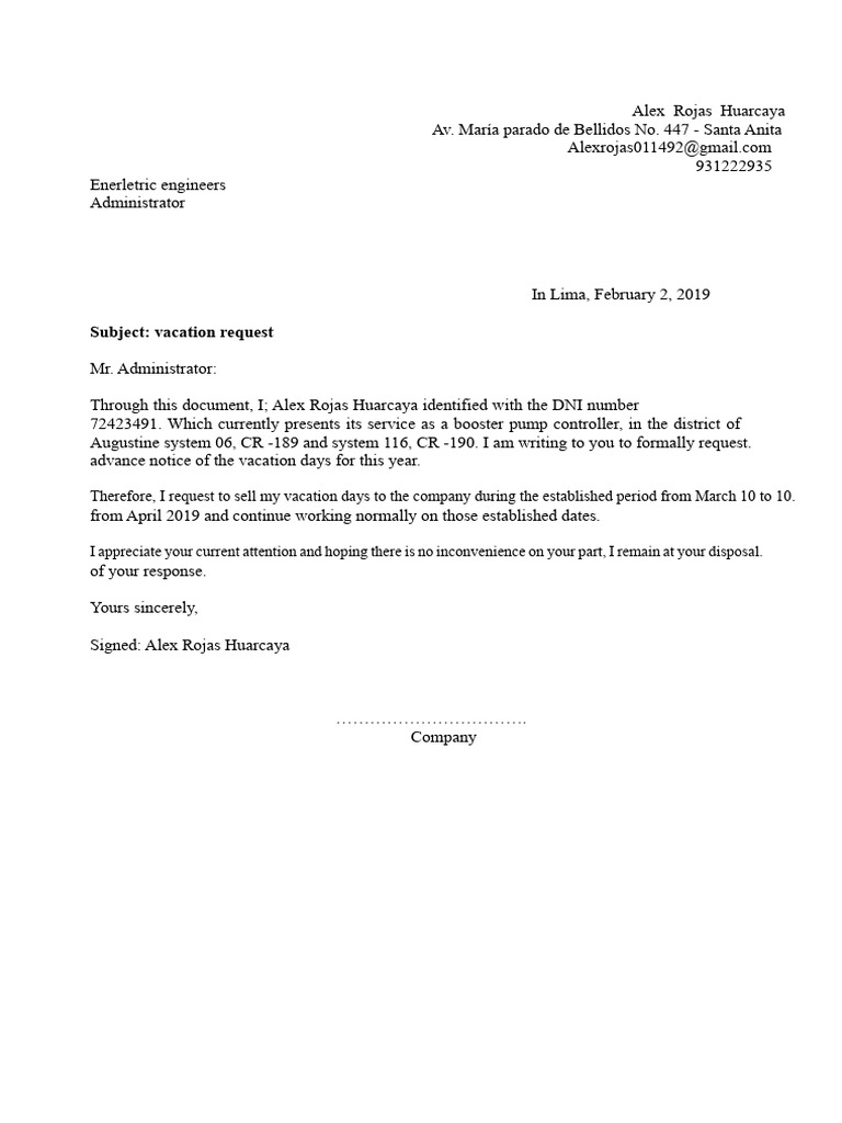 Request For Leave of Absence | PDF