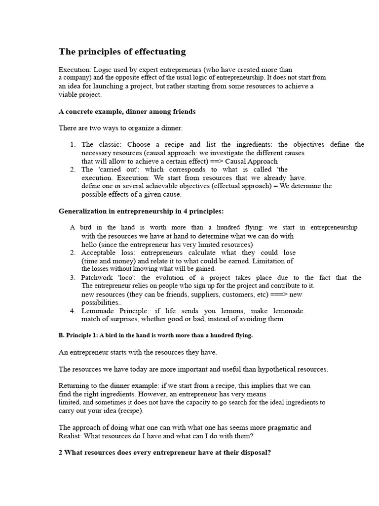 Principles of Effectuation PDF | PDF | Entrepreneurship | Patchwork