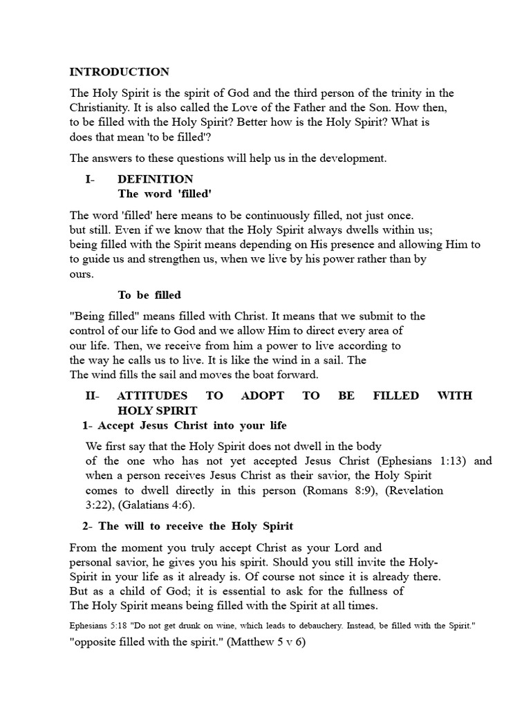 How to Be Filled with the Holy Spirit | PDF | Holy Spirit | Jesus