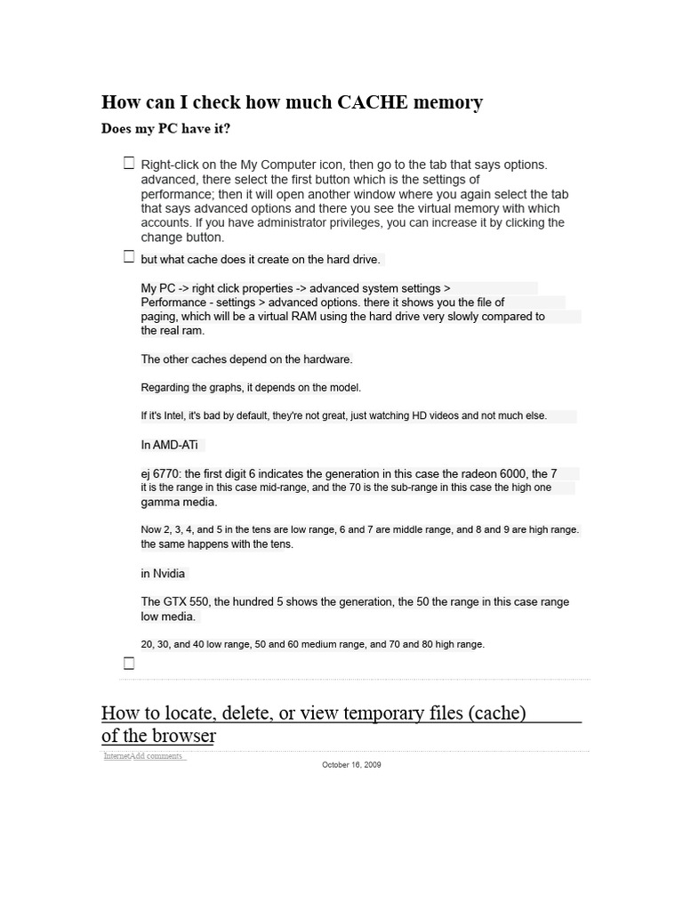 Checking Cache Memory on Windows 10 | PDF | Safari (Web Browser ...