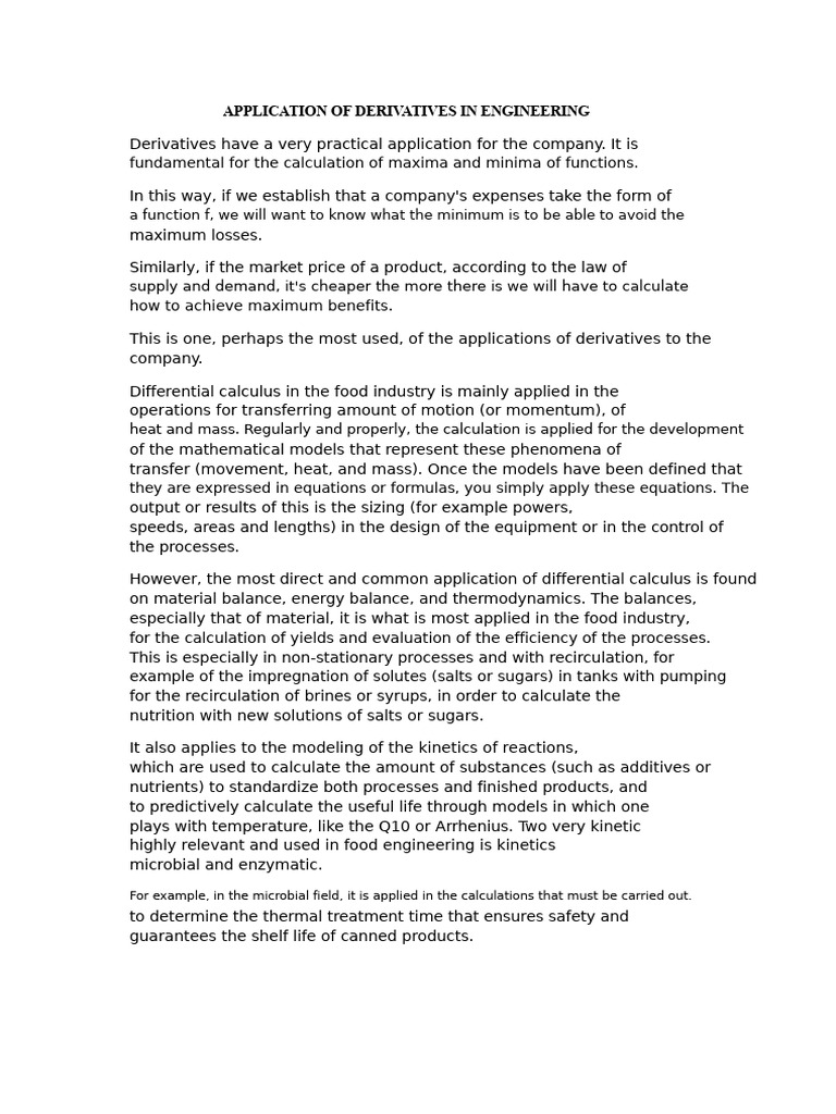 Derivative Applications in Engineering | PDF | Differential Calculus ...