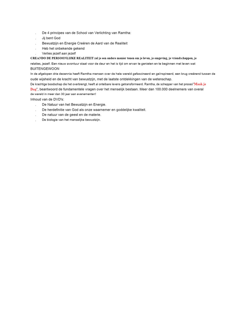 De 4 Principes Van de Ramtha School of Enlightenment | PDF