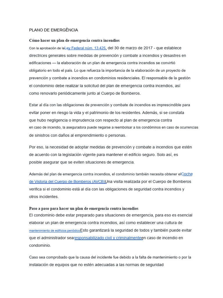 Plan de Emergencia Contra Incendios | PDF | Condominio