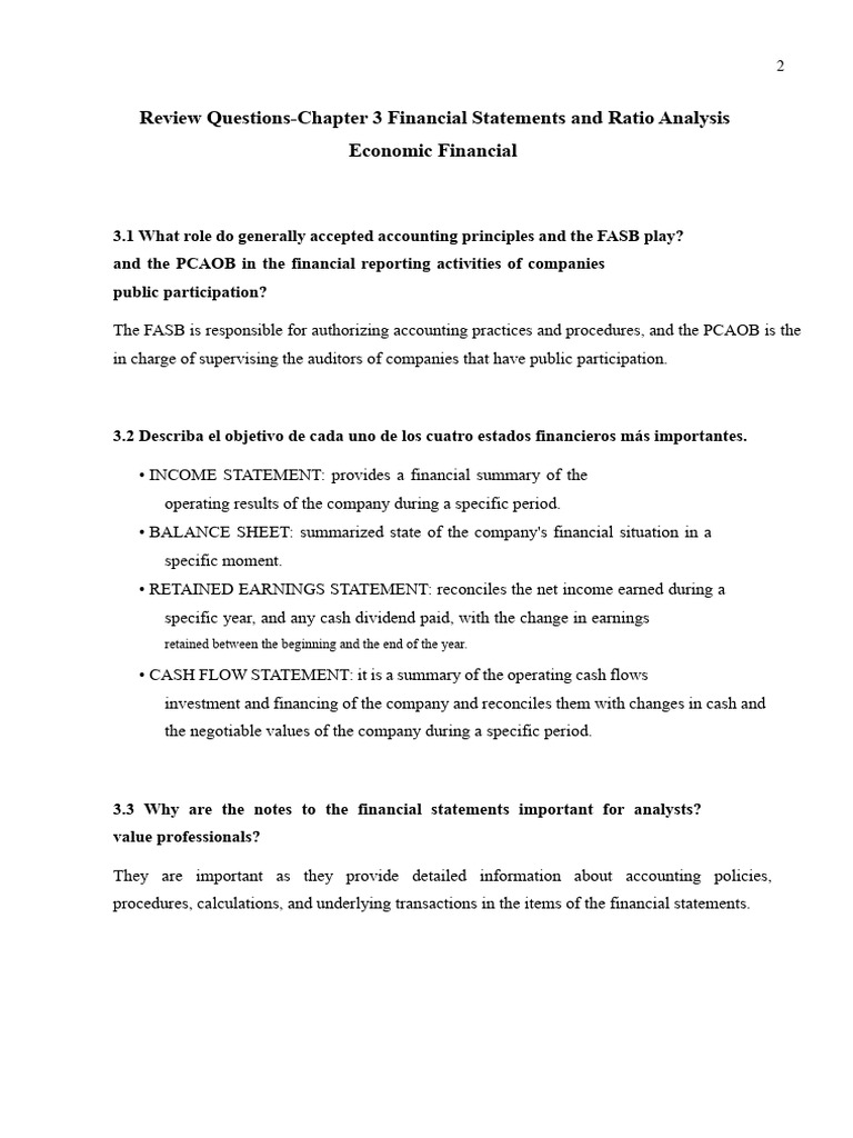 LIF201 Questions Chapter 3 - Financial Statements and Financial Ratio ...