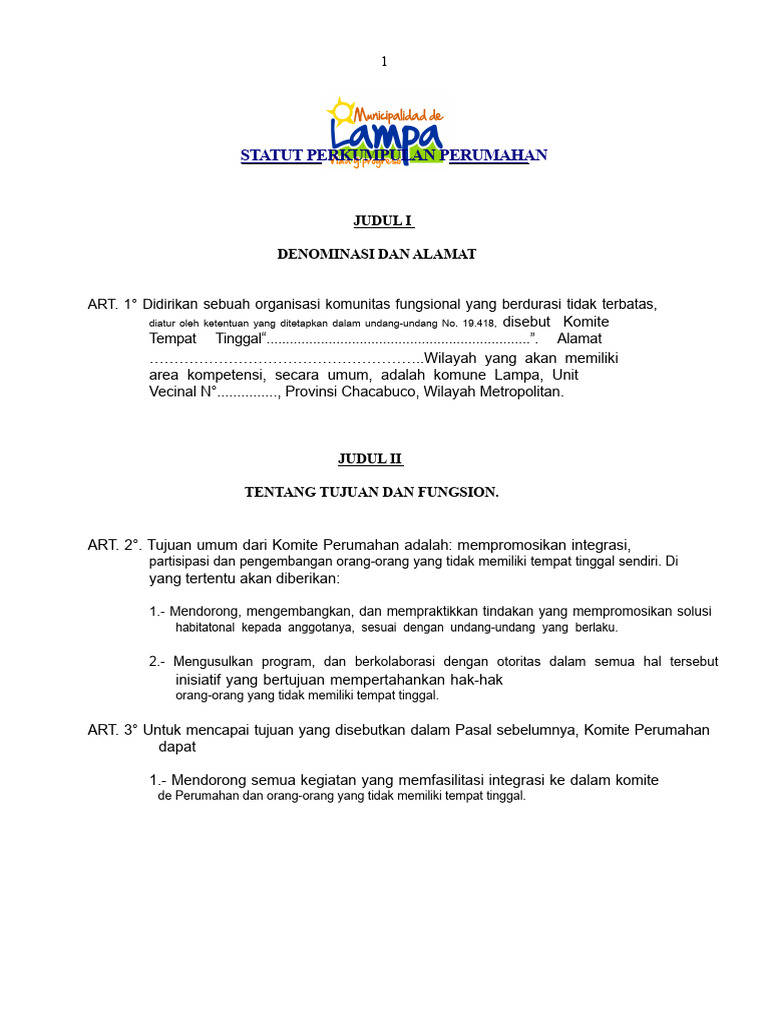 Statuta Komite Perumahan Lampa | PDF