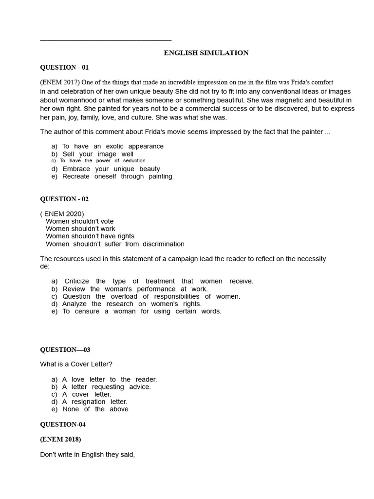 3rd Year English Mock Exam | PDF | English Language | Human Communication