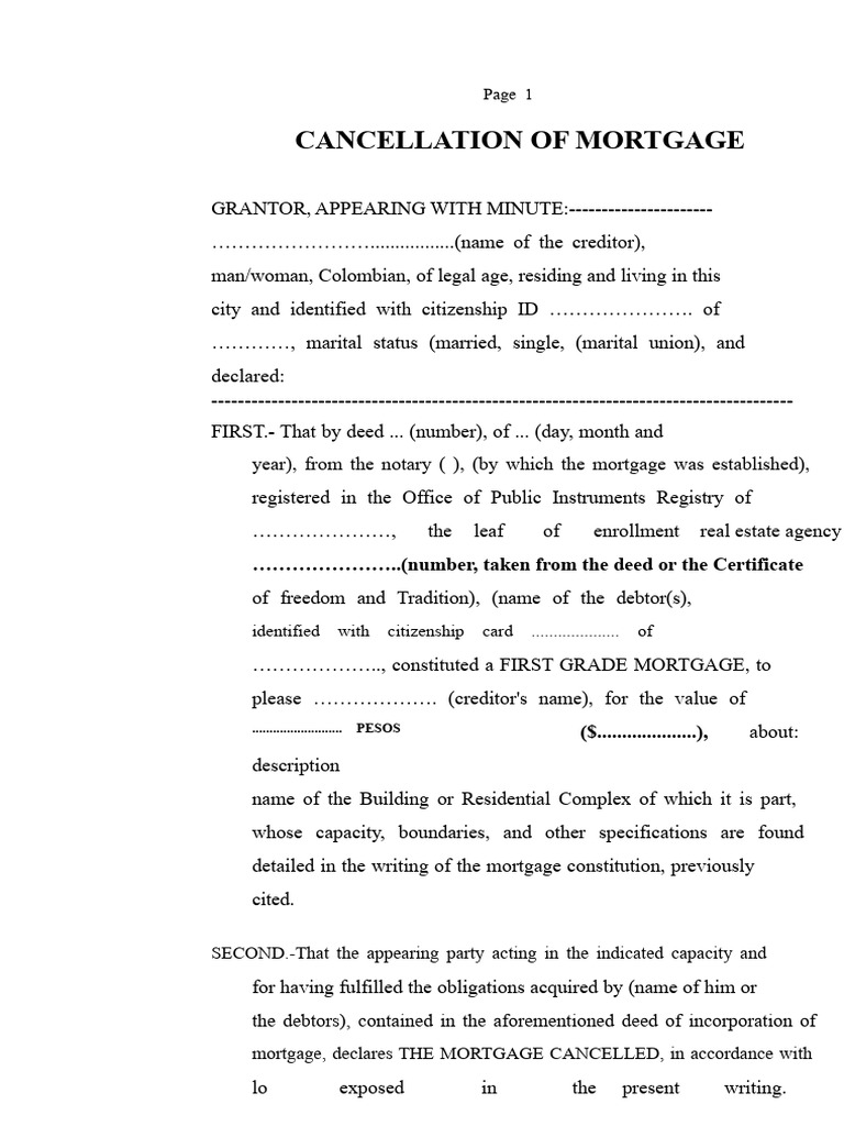 Cancellation of Mortgage | PDF