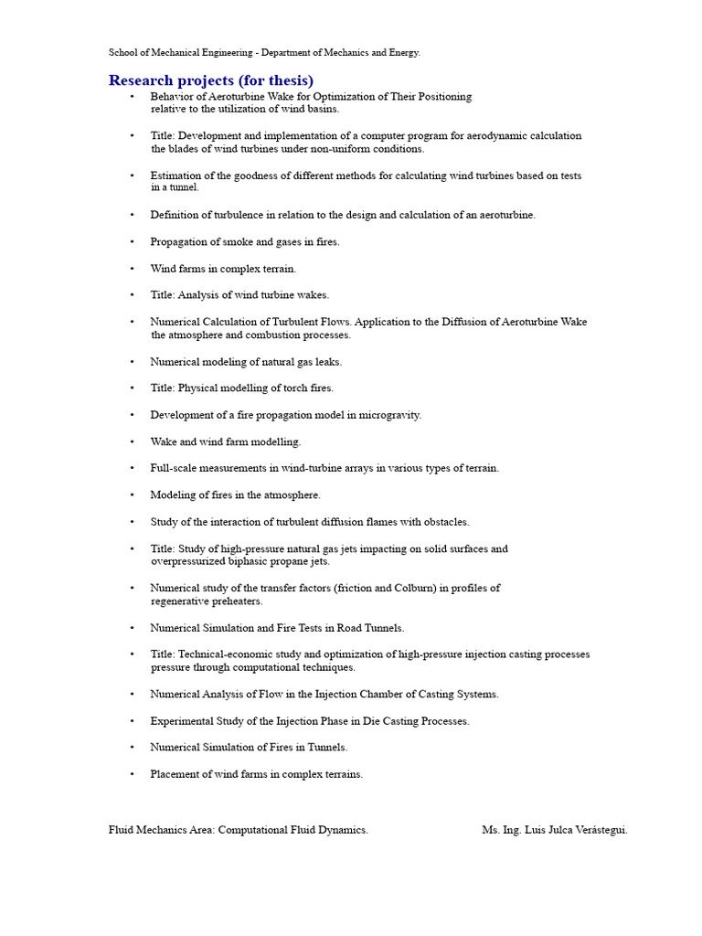 Mechanical Engineering Research Projects | PDF | Fluid Dynamics | Fires