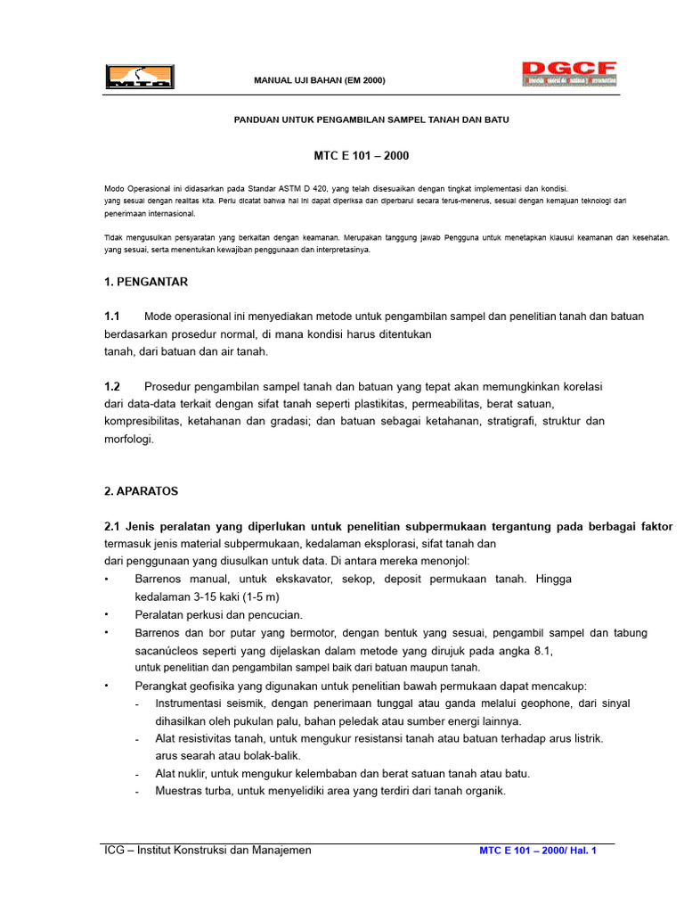 MTC e 101 - 2000 | PDF