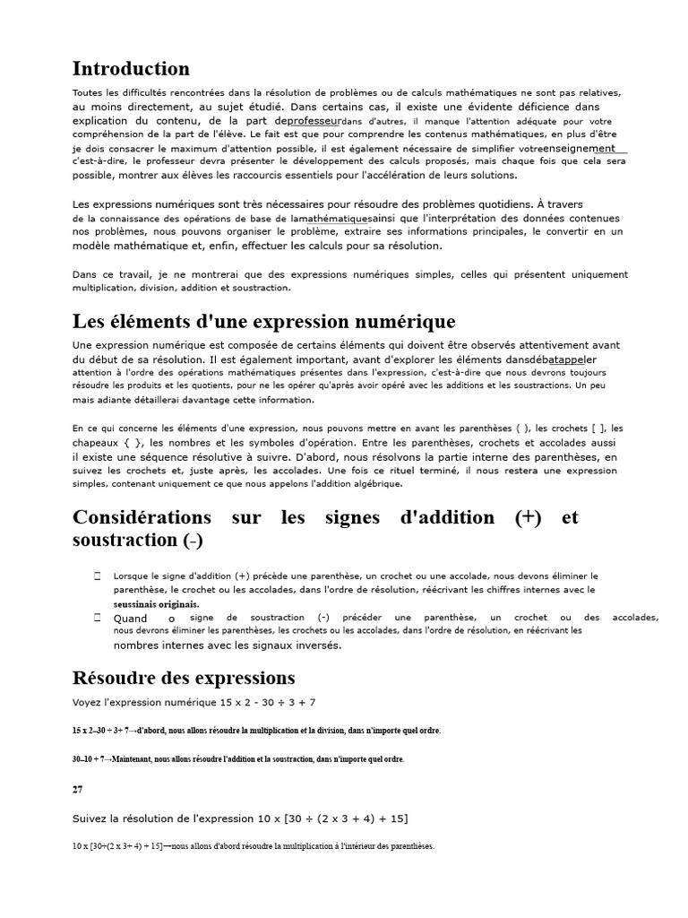 Comprendre les expressions numériques | PDF | Multiplication ...