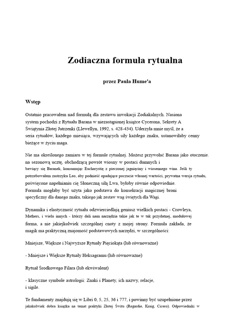 Zodiakalna Formuła Rytualna | PDF