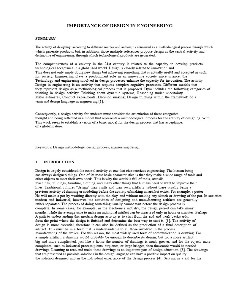 Importance of Design in Engineering | PDF | Thought | Design