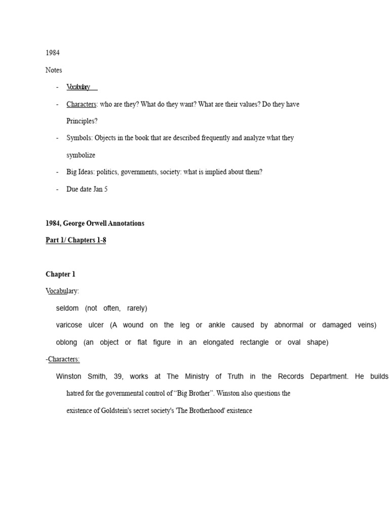 1984 By George Orwell Annotations Pdf