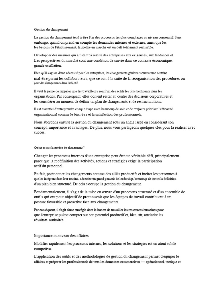 Stratégies efficaces de gestion du changement | PDF | Business ...