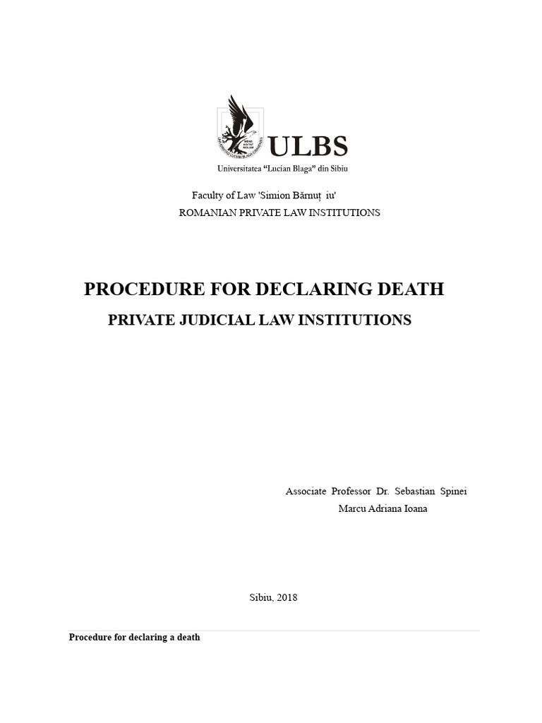 Romanian Death Declaration Procedure | PDF | Marriage | Annulment