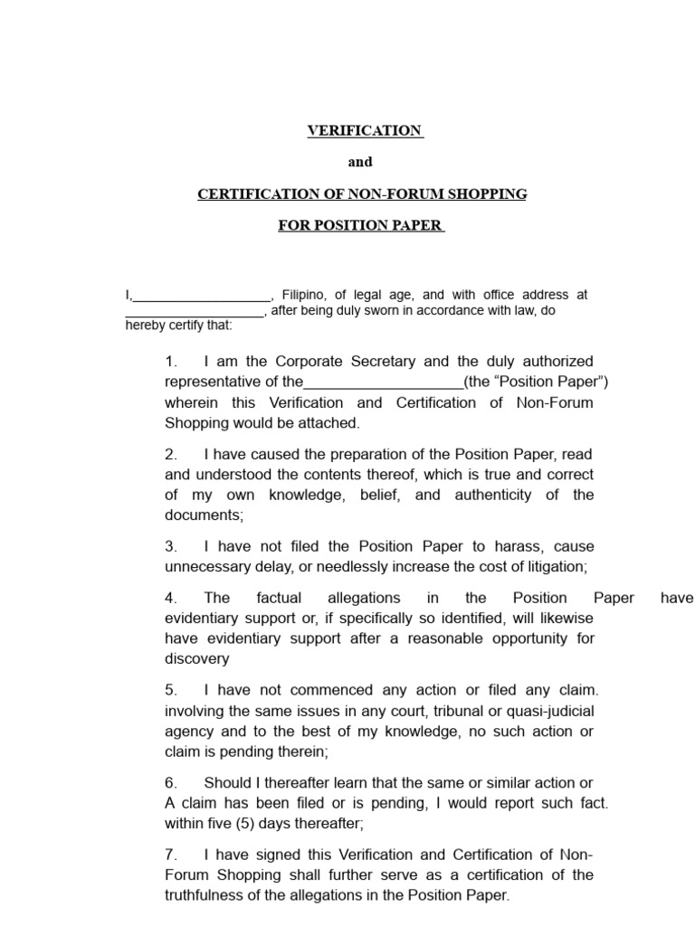 VERIFICATION For NLRC Position Paper Sample | PDF
